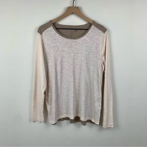 Madewell Cream/Tan Color Block Long Sleeve Tee, XL